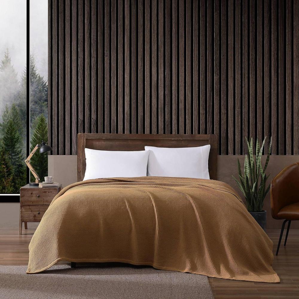imageEddie Bauer  Twin Blanket Super Soft ampamp Medium Weight Softens Every Wash Solid Waffle White TwinSolid Brown