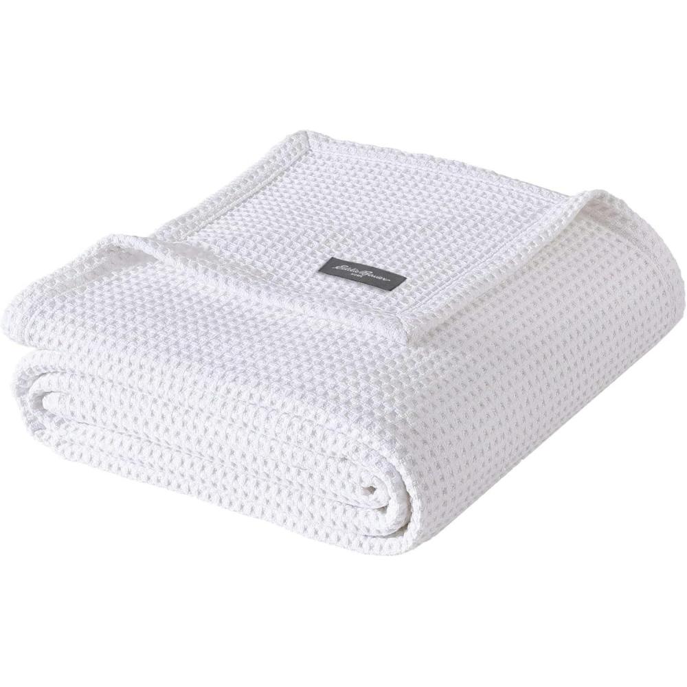 imageEddie Bauer  Twin Blanket Super Soft ampamp Medium Weight Softens Every Wash Solid Waffle White TwinSolid Waffle White