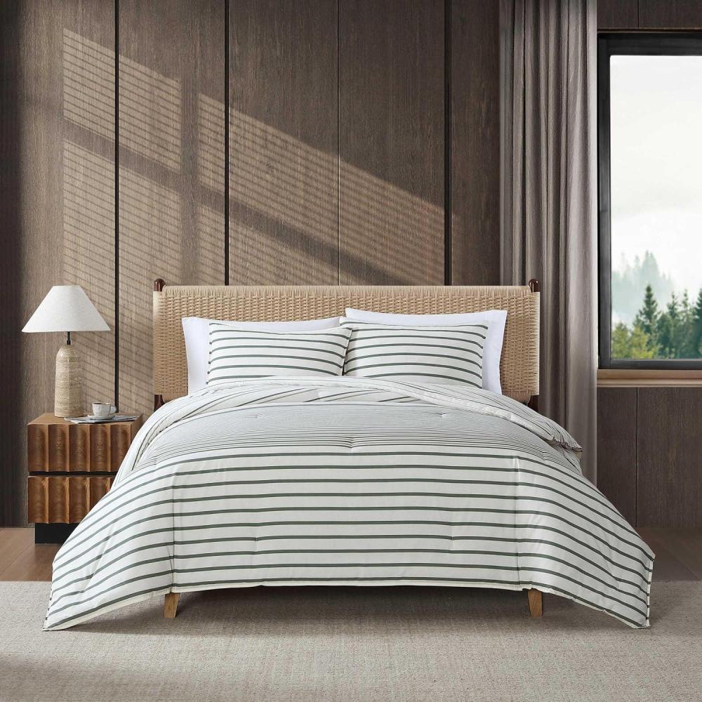 imageEddie Bauer  Twin Duvet Cover Set Luxuriously Soft Bedding with Matching Sham Buttons ampamp Corner Ties to Ensure Placement Cooper Stripe Green TwinCooper Stripe Green