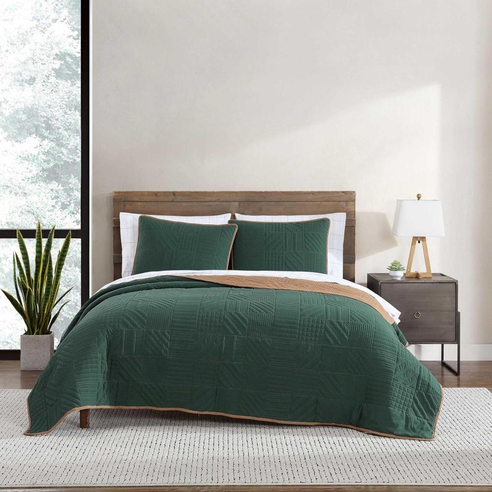imageEddie Bauer  Twin Quilt Set Super Soft Reversible Bedding with Matching Shams Bedding Set Solid Washed Green TwinSolid Washed Green