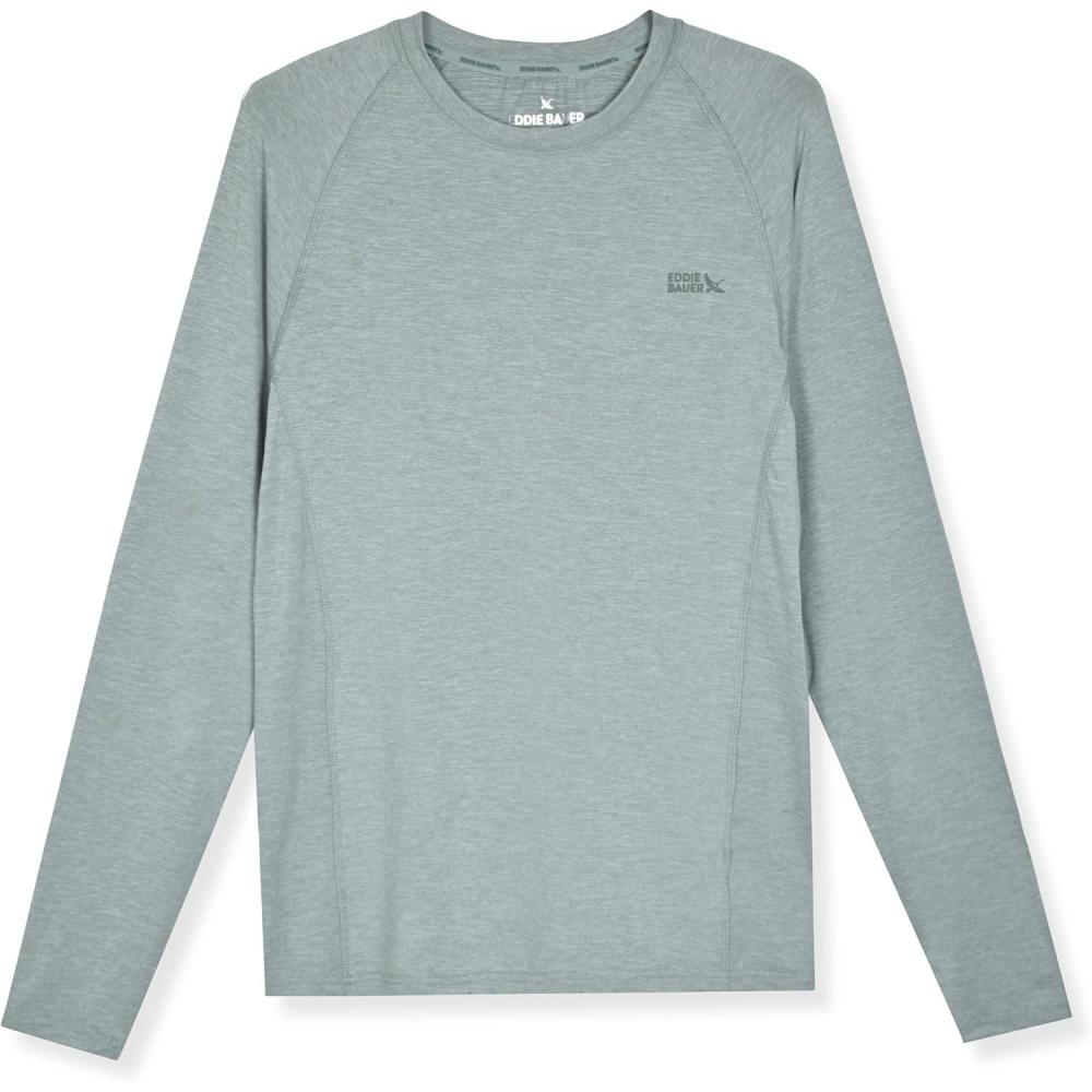 imageEddie Bauer Mens Long Sleeve Rashguard Shirt  UPF 40 Sun Protection  Ideal for Outdoor ActivitiesDusty Loden Heather