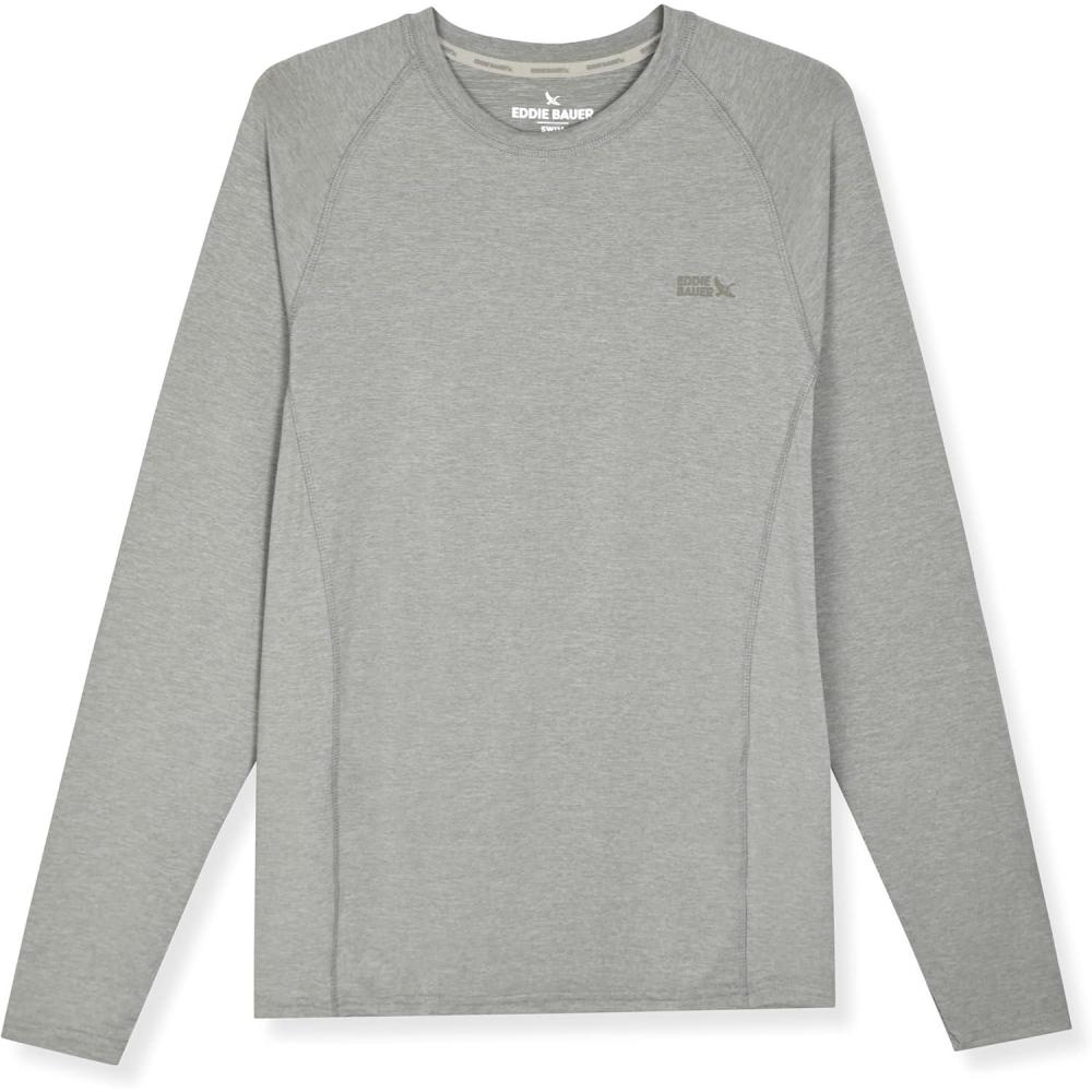 imageEddie Bauer Mens Long Sleeve Rashguard Shirt  UPF 40 Sun Protection  Ideal for Outdoor ActivitiesMushroom Heather