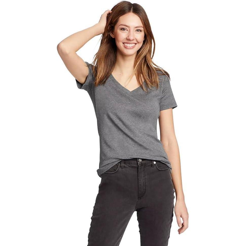 imageEddie Bauer Womens Fav VNeck TeeMd Htr Gray
