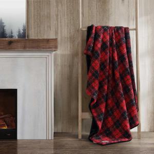 Eddie Bauer – Blanket, Super Soft Reversible Sherpa & Brushed Fleece Bedding, Throw Blankets for Couch, Ideal for Lounging (Solid Brown/Ivory)(Capitol Hill Plaid Red)