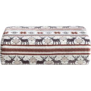 Eddie Bauer – Blanket, Ultra-Soft Reversible Throw Blanket for Couch or Bed, Plush & Oversized Bedding (Geese Kettle Falls Plaid Green, 60″ x 70″)(Deer/Northern Snowflakes Beige)