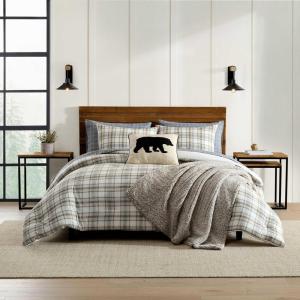 Eddie Bauer – Twin Bedding Comforter Sets, Naturally Soft & Smooth Cotton Bedding w/Matching Pillowcase, Reversible 2 Piece Bed Sets (Ashland Plaid Brown)(Ashland Plaid Brown)