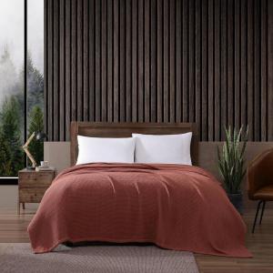 Eddie Bauer – Twin Blanket, Super Soft & Medium Weight, Softens Every Wash (Solid Waffle White, Twin)(Solid Orange)