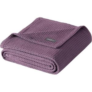 Eddie Bauer – Twin Blanket, Super Soft & Medium Weight, Softens Every Wash (Solid Waffle White, Twin)(Solid Waffle Purple)