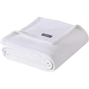 Eddie Bauer – Twin Blanket, Super Soft & Medium Weight, Softens Every Wash (Solid Waffle White, Twin)(Solid Waffle White)