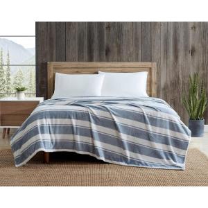 Eddie Bauer – Twin Blanket, Ultra-Soft Plush Bedding, Medium Weight, Perfect for Layering, Dorm Essentials (Grey, Twin)(Stones Throw Stripe)
