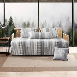 Eddie Bauer- Daybed Set, 4 Piece Cotton Bedding Set, All Season Lodge Home Décor (Fairview Grey, Daybed)(Fairview Grey)