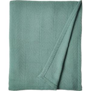 Eddie Bauer Home | Herringbone Collection | Blanket – 100% Cotton, Lightweight & Breathable, Machine Washable Easy Care, Twin, Blue Stripe(Green)