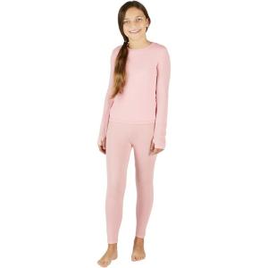 Eddie Bauer Kids’ Thermal Underwear Set 2 Piece Performance Base Layer Long Sleeve Shirt and Leggings Boys/Girls (3-16)(Pink)