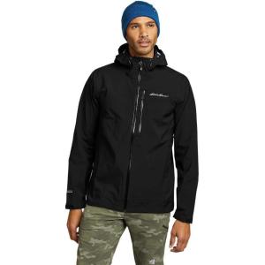 Eddie Bauer Men’s Cloud Cap 3L Waterproof Stretch Hooded Rain Jacket(Black)