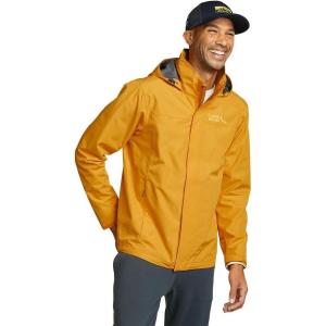 Eddie Bauer Men’s Rainfoil Waterproof Packable Hooded Rain Jacket(Dk Marigold Recycled)