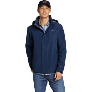 Eddie Bauer Men’s Rainfoil Waterproof Packable Hooded Rain Jacket(Medium Indigo Recycled)