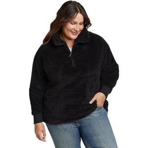 Eddie Bauer Women’s Quest Plush 1/4 Zip Relaxed-Plus(Black)