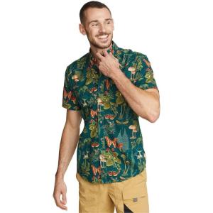 Eddie Bauer Mens Printed Baja Shirt(Blue Spruce)