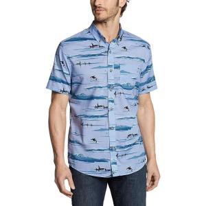 Eddie Bauer Mens Printed Baja Shirt(Pebbleblu)