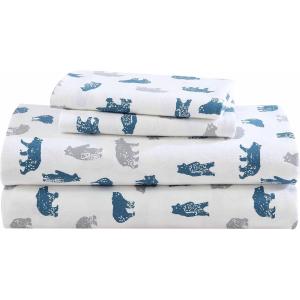 Eddie Bauer- Twin Sheet Set, Cotton Flannel Bedding Set, Brushed for Extra Softness, Cozy Home Décor (Bear Mountain Grey, Twin)(Bear Mountain Grey)