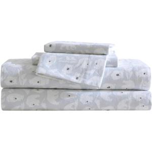 Eddie Bauer- Twin Sheet Set, Cotton Flannel Bedding Set, Brushed for Extra Softness, Cozy Home Décor (Bear Mountain Grey, Twin)(Explorer Bears Grey)