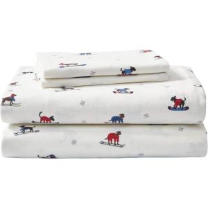 Eddie Bauer- Twin Sheet Set, Cotton Flannel Bedding Set, Brushed for Extra Softness, Cozy Home Décor (Bear Mountain Grey, Twin)(Ski Patrol White)