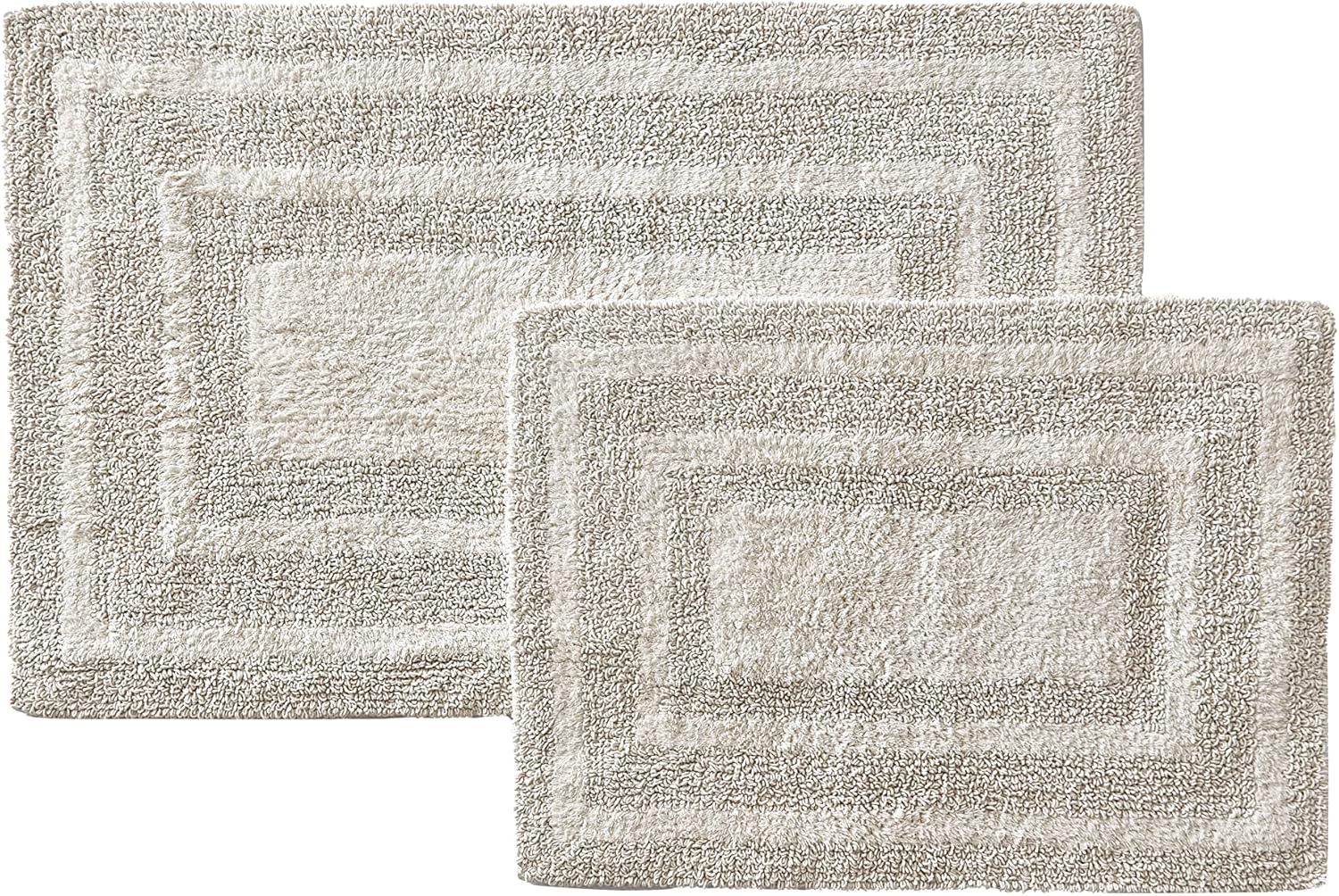 imageEddie Bauer  Bathroom Rug 100 Soft Plush Tufted Cotton Bath Rug Highly Absorbent QuickDry and SkidResistant Backing Logan Turquoise 24quot x 40quotBeige