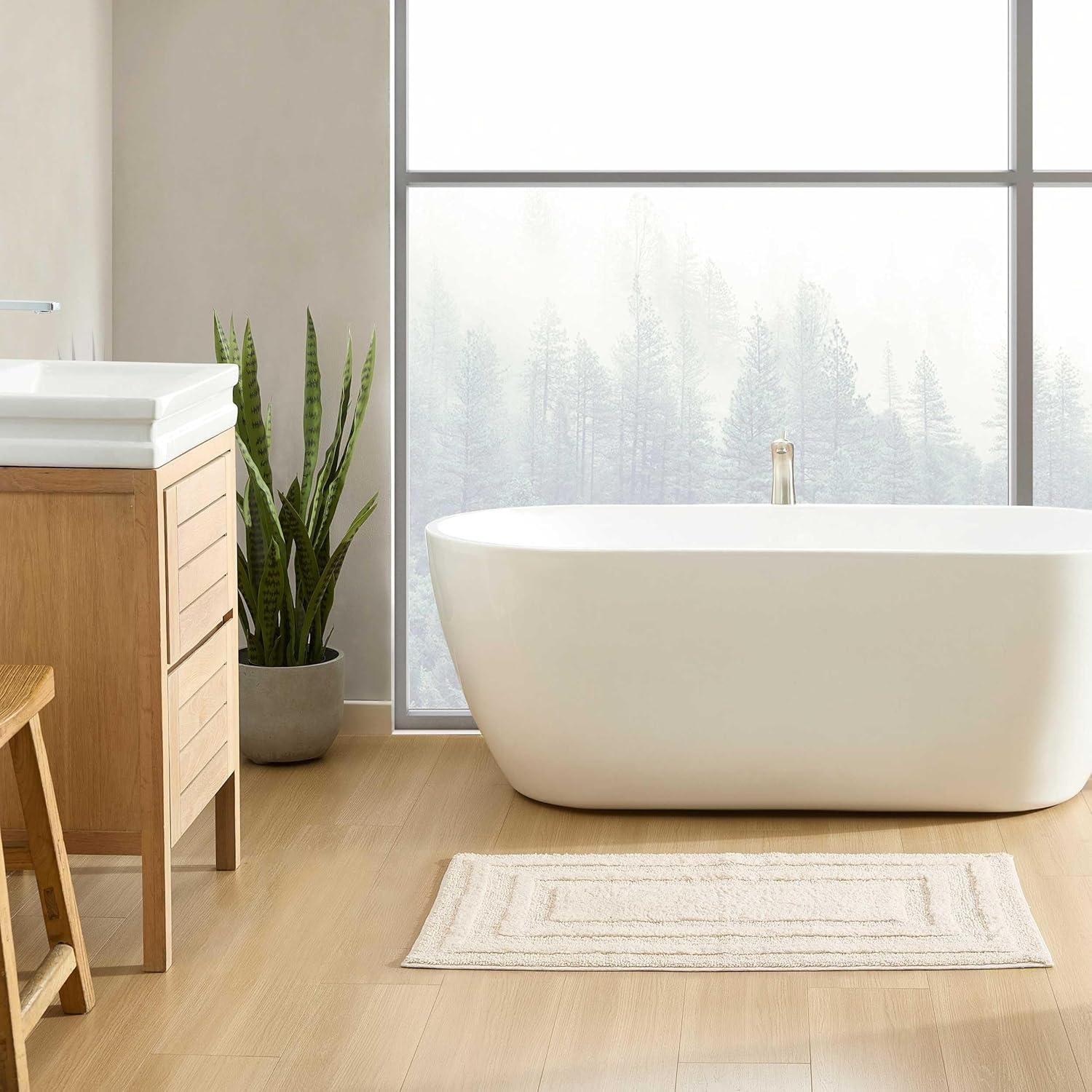 imageEddie Bauer  Bathroom Rug 100 Soft Plush Tufted Cotton Bath Rug Highly Absorbent QuickDry and SkidResistant Backing Logan Turquoise 24quot x 40quotBeige