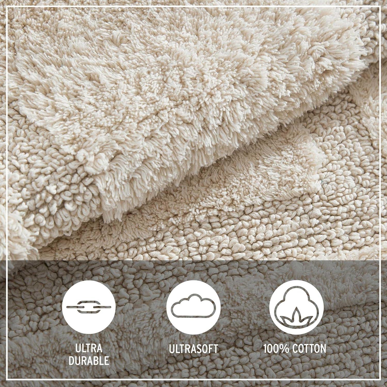 imageEddie Bauer  Bathroom Rug 100 Soft Plush Tufted Cotton Bath Rug Highly Absorbent QuickDry and SkidResistant Backing Logan Turquoise 24quot x 40quotBeige