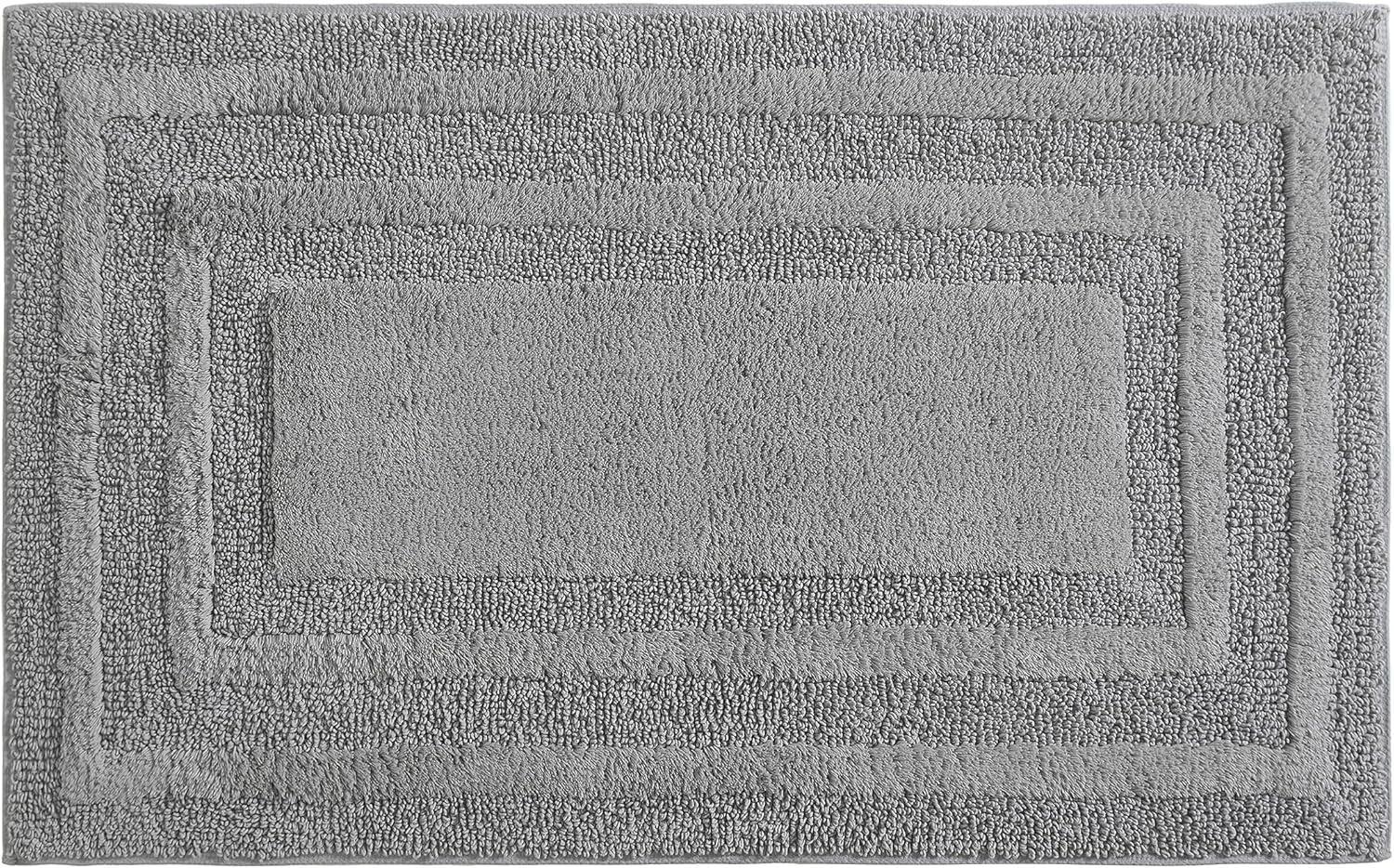 imageEddie Bauer  Bathroom Rug 100 Soft Plush Tufted Cotton Bath Rug Highly Absorbent QuickDry and SkidResistant Backing Logan Turquoise 24quot x 40quotChrome Grey