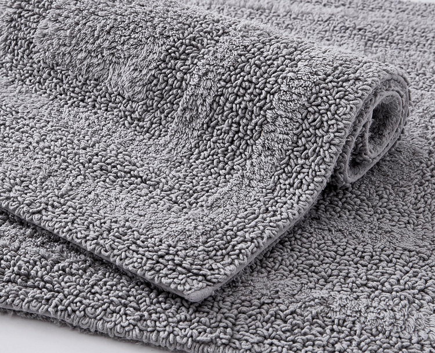 imageEddie Bauer  Bathroom Rug 100 Soft Plush Tufted Cotton Bath Rug Highly Absorbent QuickDry and SkidResistant Backing Logan Turquoise 24quot x 40quotChrome Grey