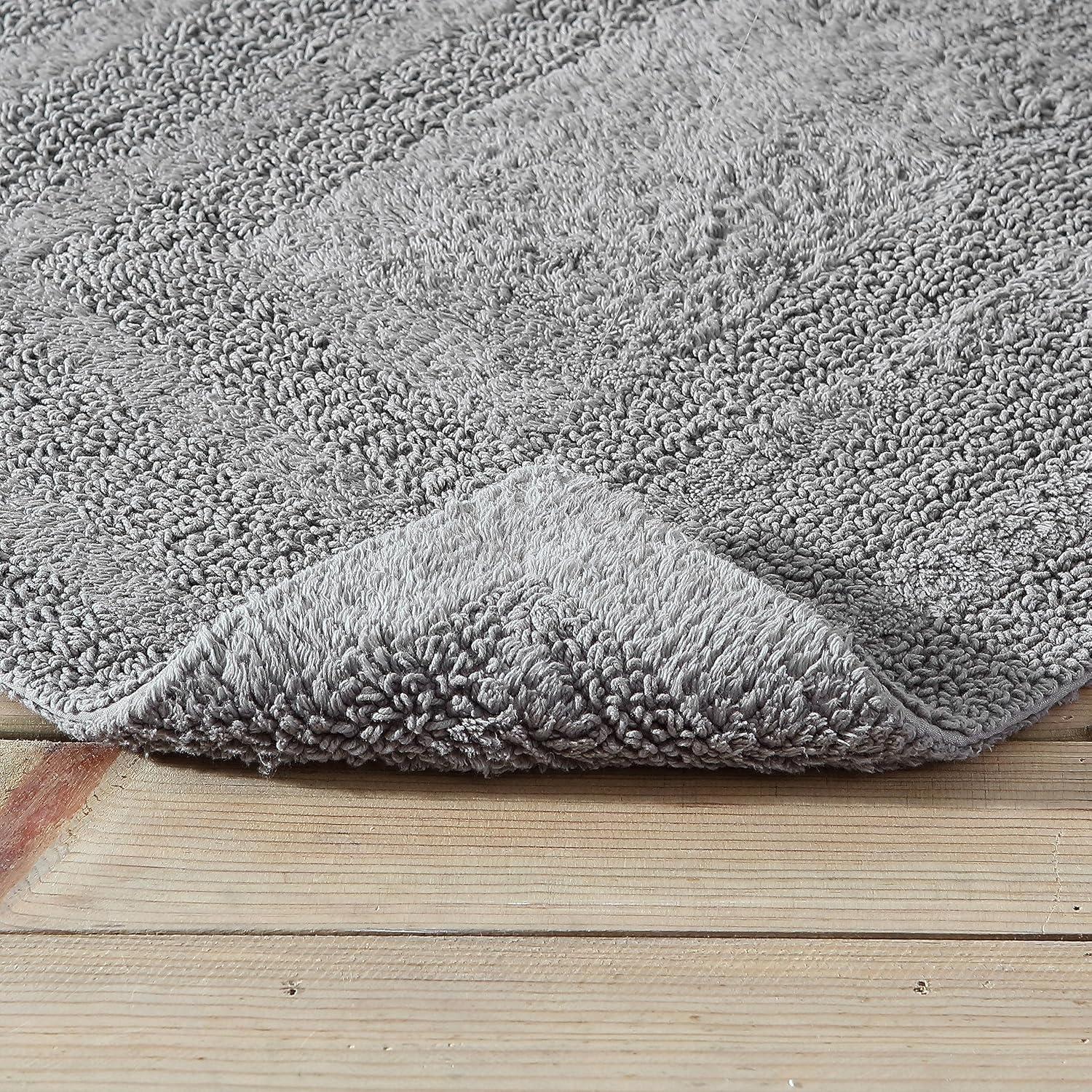 imageEddie Bauer  Bathroom Rug 100 Soft Plush Tufted Cotton Bath Rug Highly Absorbent QuickDry and SkidResistant Backing Logan Turquoise 24quot x 40quotChrome Grey