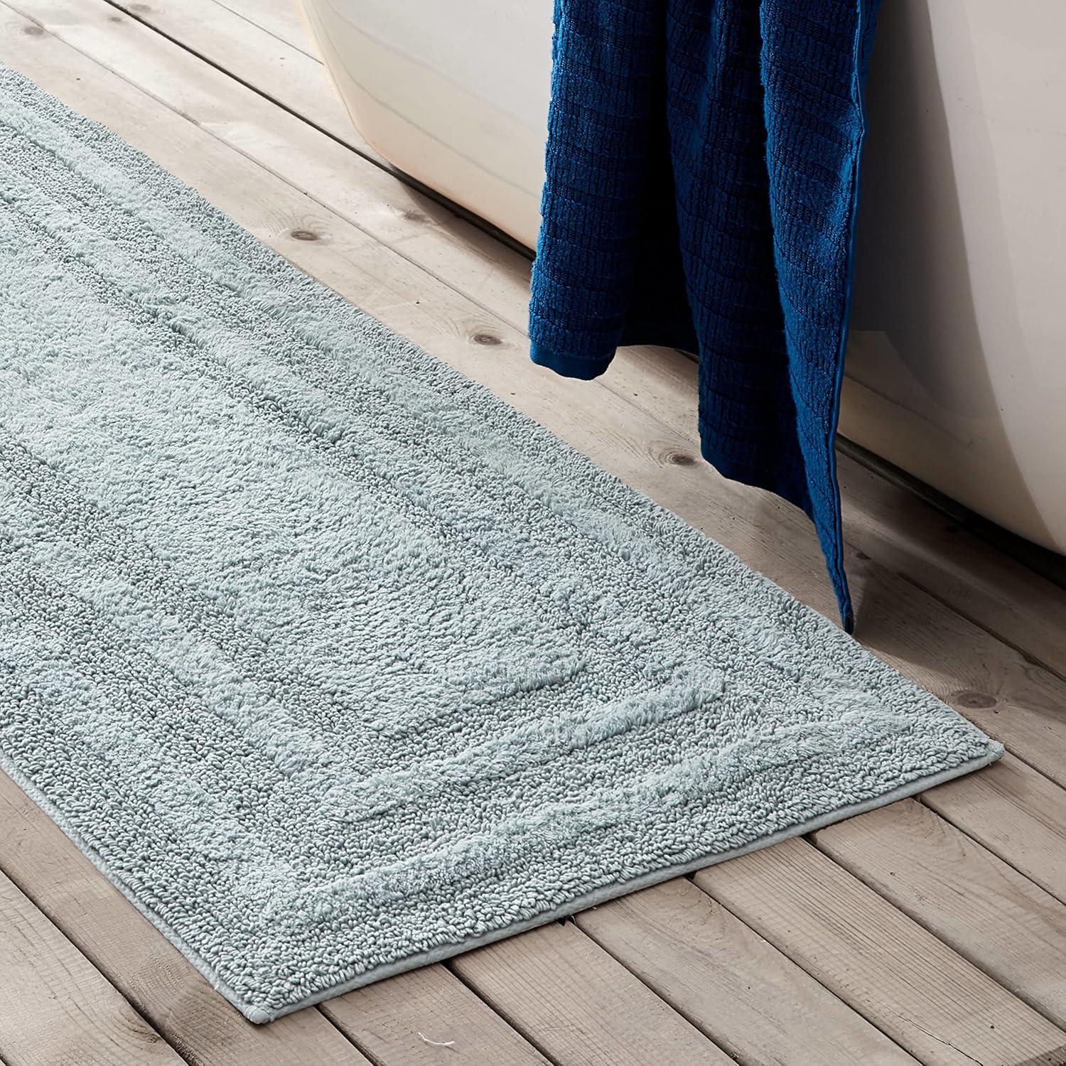 imageEddie Bauer  Bathroom Rug 100 Soft Plush Tufted Cotton Bath Rug Highly Absorbent QuickDry and SkidResistant Backing Logan Turquoise 24quot x 40quotGreen