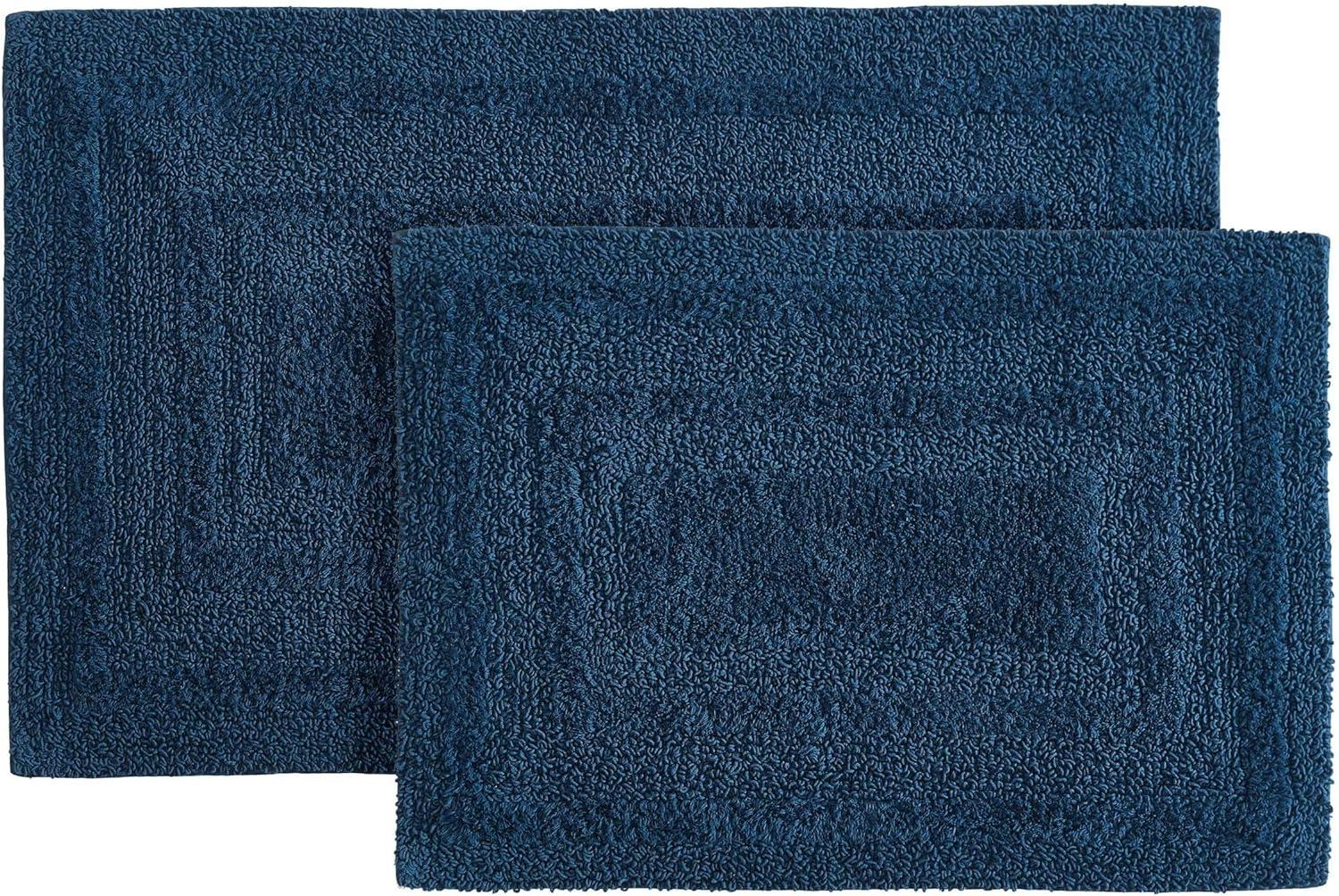 imageEddie Bauer  Bathroom Rug 100 Soft Plush Tufted Cotton Bath Rug Highly Absorbent QuickDry and SkidResistant Backing Logan Turquoise 24quot x 40quotIndigo Blue