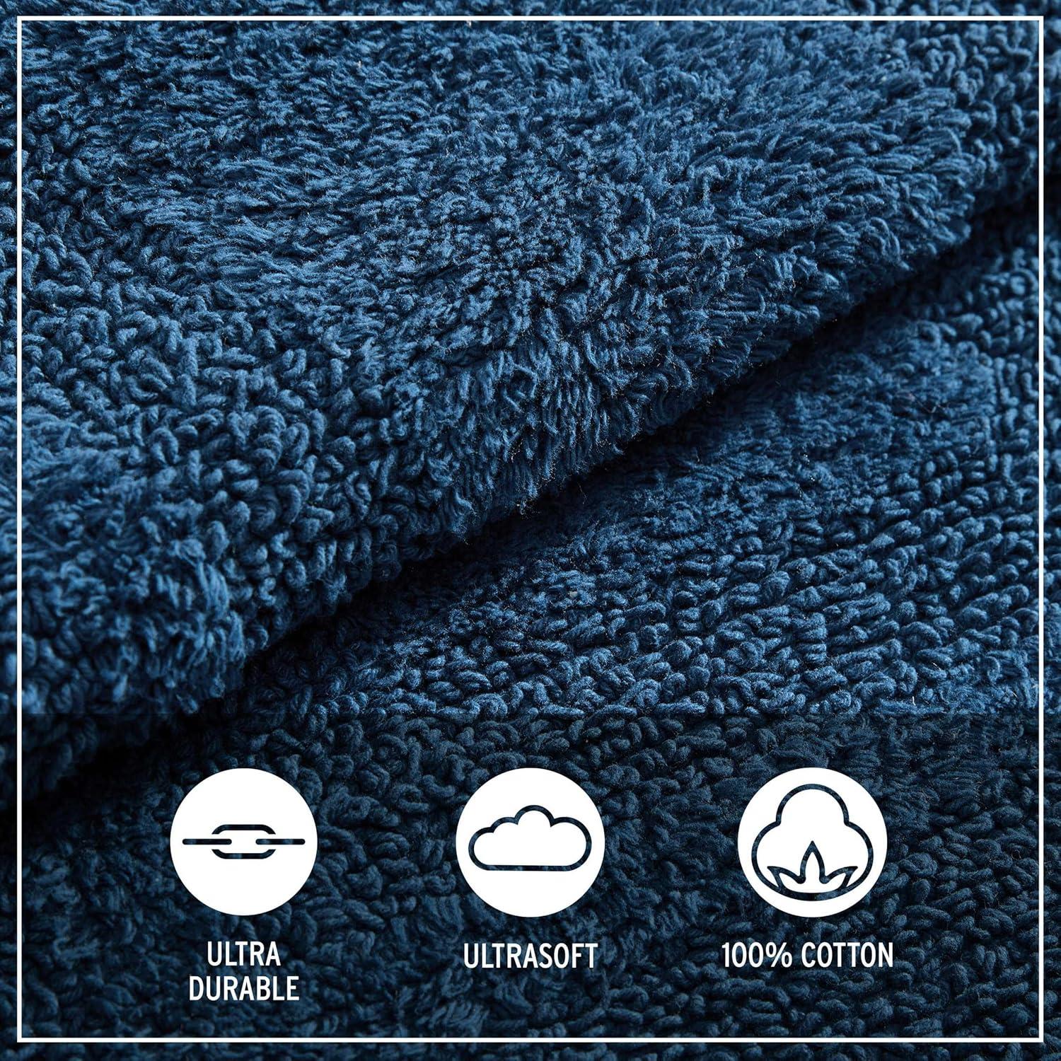 imageEddie Bauer  Bathroom Rug 100 Soft Plush Tufted Cotton Bath Rug Highly Absorbent QuickDry and SkidResistant Backing Logan Turquoise 24quot x 40quotIndigo Blue