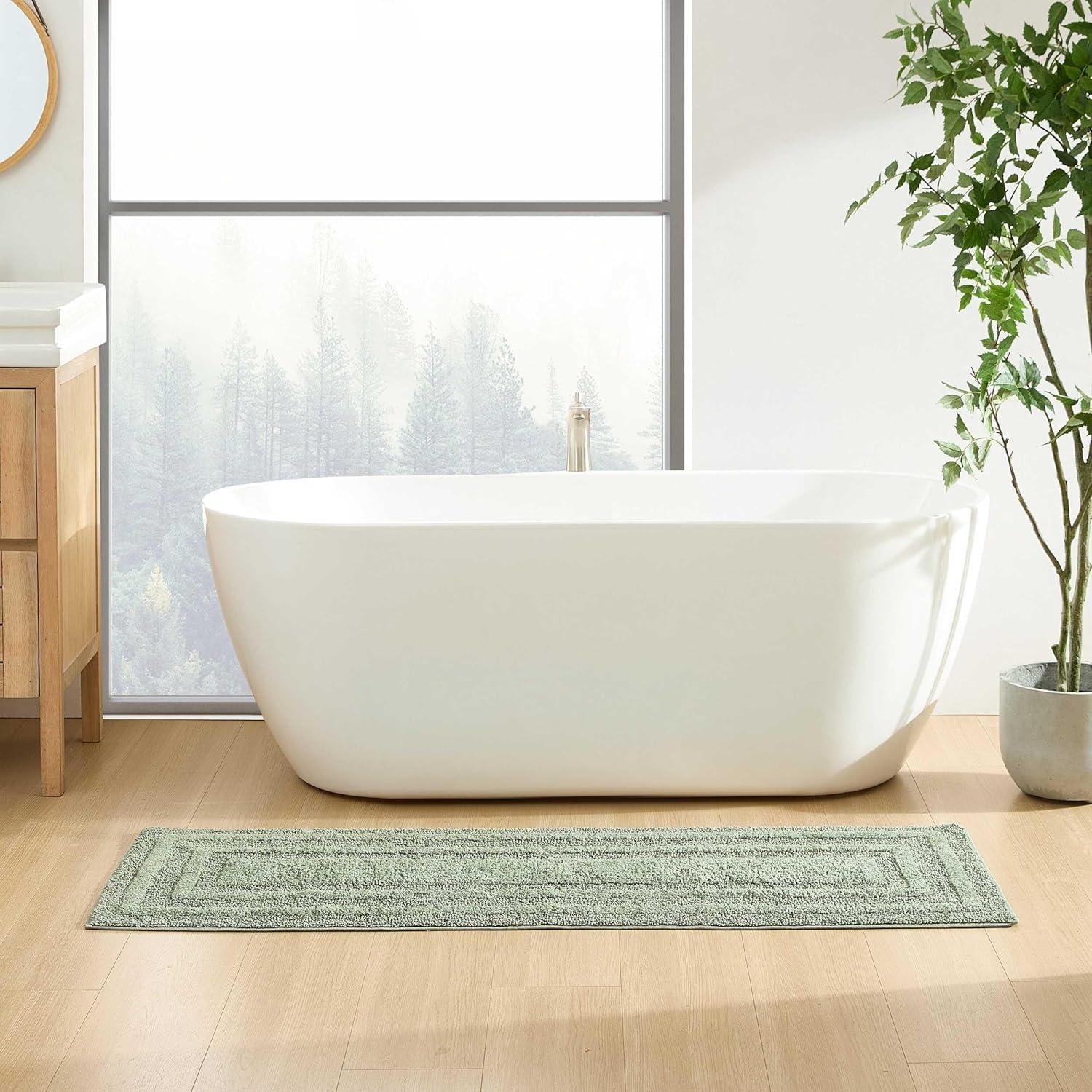 imageEddie Bauer  Bathroom Rug 100 Soft Plush Tufted Cotton Bath Rug Highly Absorbent QuickDry and SkidResistant Backing Logan Turquoise 24quot x 40quotOlive Green