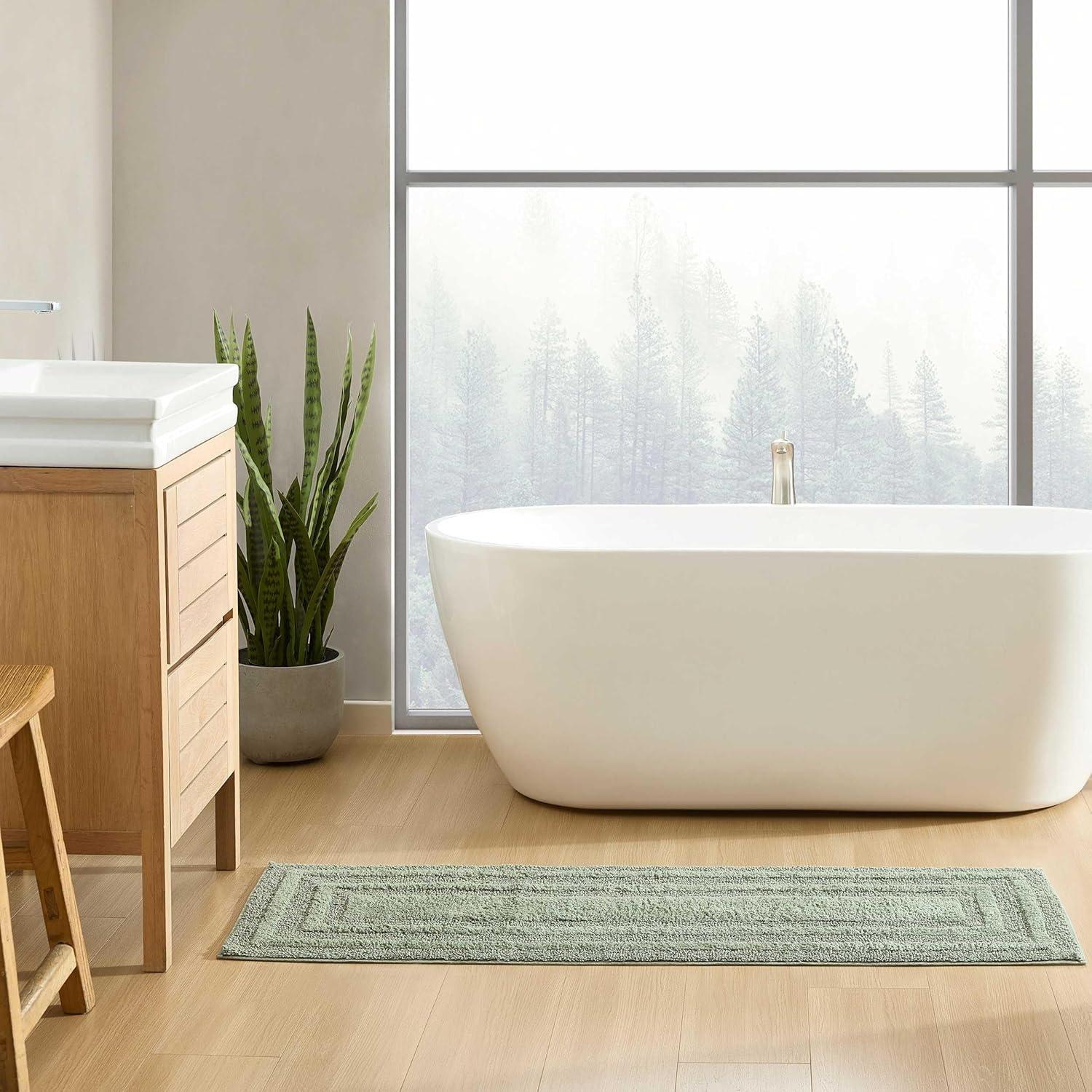 imageEddie Bauer  Bathroom Rug 100 Soft Plush Tufted Cotton Bath Rug Highly Absorbent QuickDry and SkidResistant Backing Logan Turquoise 24quot x 40quotOlive Green