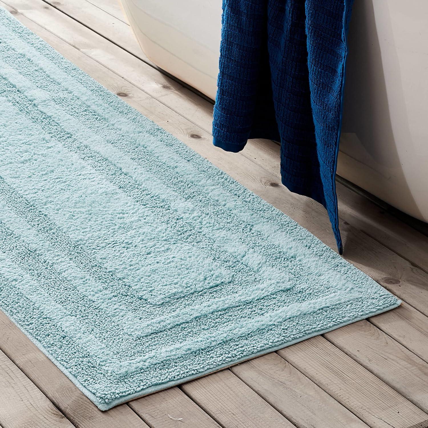 imageEddie Bauer  Bathroom Rug 100 Soft Plush Tufted Cotton Bath Rug Highly Absorbent QuickDry and SkidResistant Backing Logan Turquoise 24quot x 40quotTurquoise