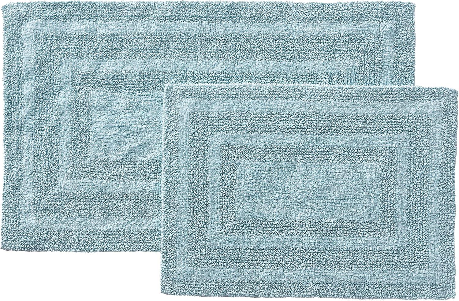 imageEddie Bauer  Bathroom Rug 100 Soft Plush Tufted Cotton Bath Rug Highly Absorbent QuickDry and SkidResistant Backing Logan Turquoise 24quot x 40quotTurquoise
