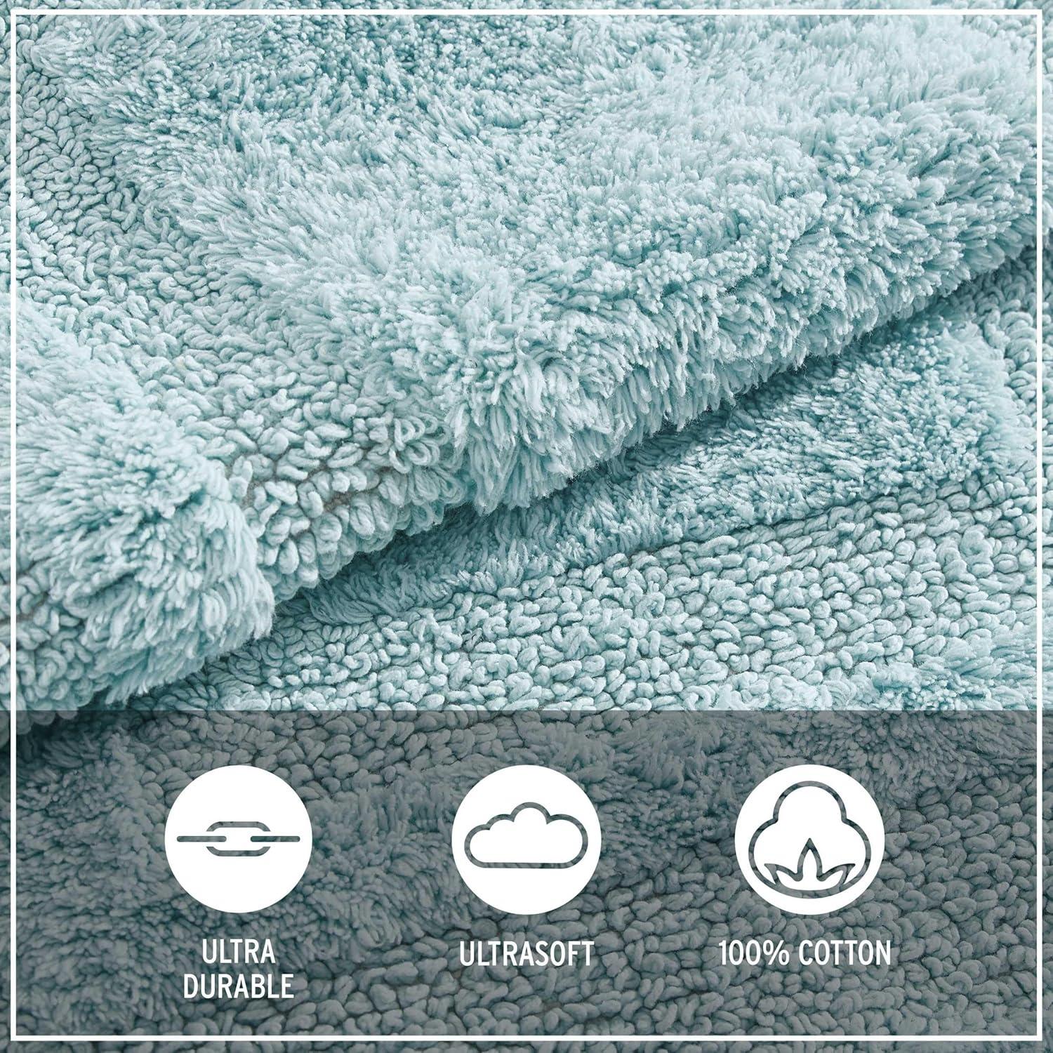 imageEddie Bauer  Bathroom Rug 100 Soft Plush Tufted Cotton Bath Rug Highly Absorbent QuickDry and SkidResistant Backing Logan Turquoise 24quot x 40quotTurquoise