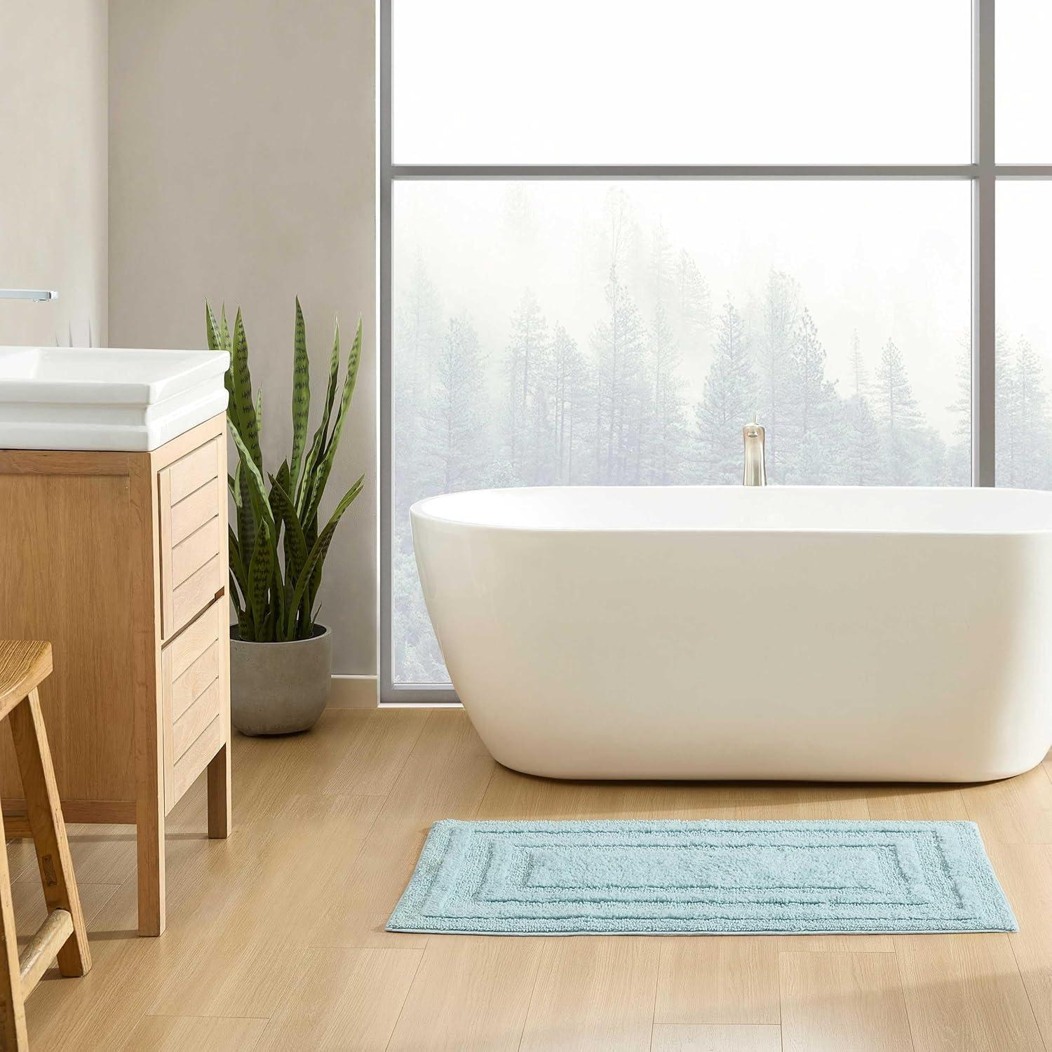 imageEddie Bauer  Bathroom Rug 100 Soft Plush Tufted Cotton Bath Rug Highly Absorbent QuickDry and SkidResistant Backing Logan Turquoise 24quot x 40quotTurquoise