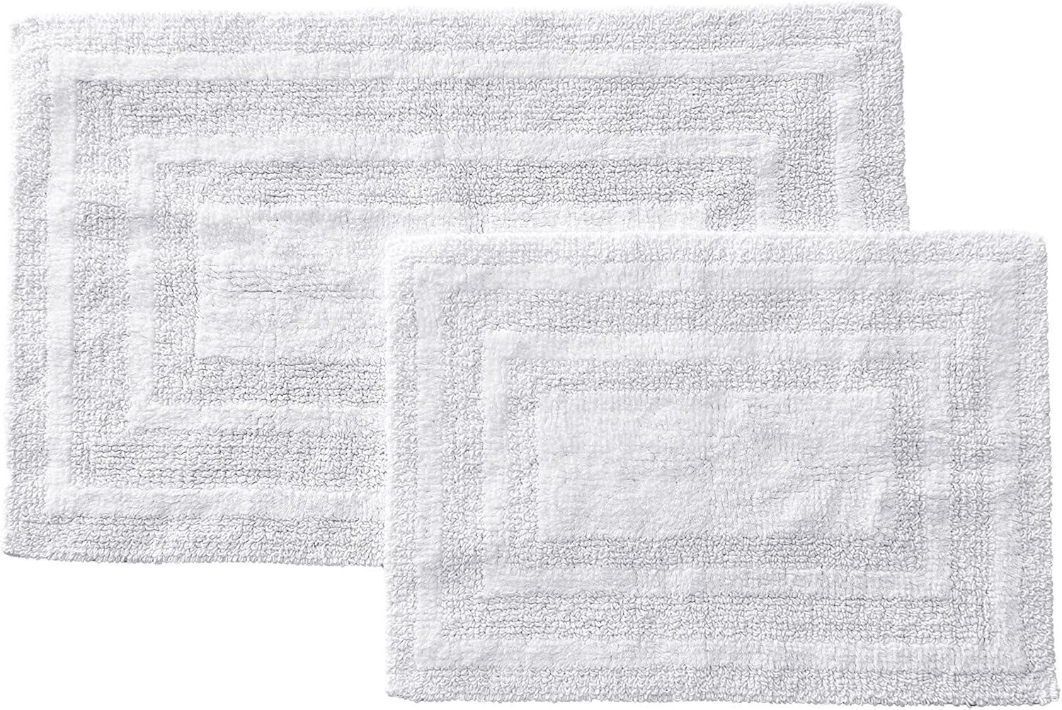 imageEddie Bauer  Bathroom Rug 100 Soft Plush Tufted Cotton Bath Rug Highly Absorbent QuickDry and SkidResistant Backing Logan Turquoise 24quot x 40quotWhite