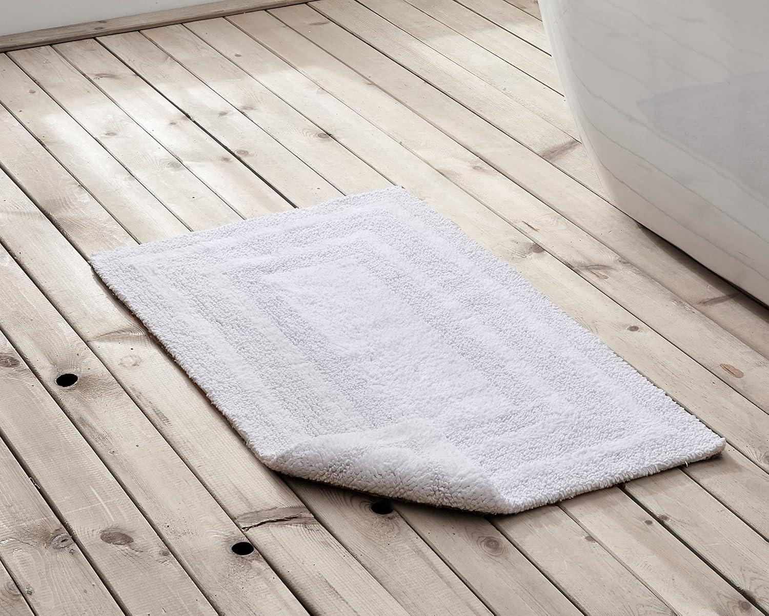 imageEddie Bauer  Bathroom Rug 100 Soft Plush Tufted Cotton Bath Rug Highly Absorbent QuickDry and SkidResistant Backing Logan Turquoise 24quot x 40quotWhite