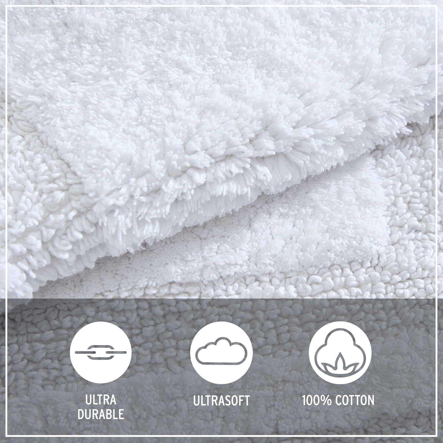 imageEddie Bauer  Bathroom Rug 100 Soft Plush Tufted Cotton Bath Rug Highly Absorbent QuickDry and SkidResistant Backing Logan Turquoise 24quot x 40quotWhite