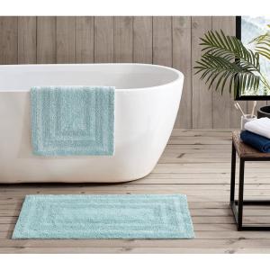 Eddie Bauer – Bathroom Rug, 100% Soft Plush Tufted Cotton Bath Rug, Highly Absorbent, Quick-Dry, and Skid-Resistant Backing (Logan Turquoise, 24″ x 40″)(Turquoise)