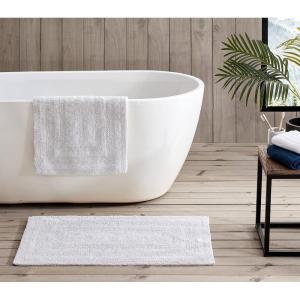 Eddie Bauer – Bathroom Rug, 100% Soft Plush Tufted Cotton Bath Rug, Highly Absorbent, Quick-Dry, and Skid-Resistant Backing (Logan Turquoise, 24″ x 40″)(White)