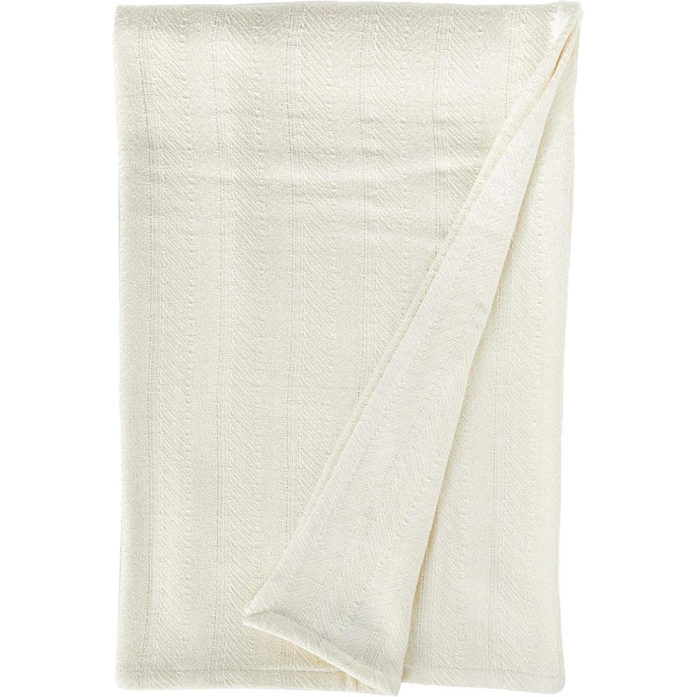 imageEddie Bauer  Twin Size Blanket 100 Soft Cotton Bed Blanket for Year Round Comfort Throw Blanket for Couch or Bed Herringbone NavyBone