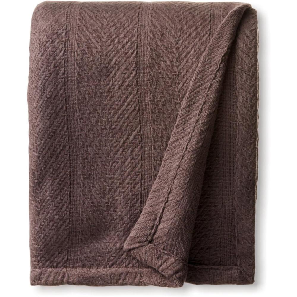 imageEddie Bauer  Twin Size Blanket 100 Soft Cotton Bed Blanket for Year Round Comfort Throw Blanket for Couch or Bed Herringbone NavyHerringbone Mushroom