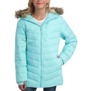 Eddie Bauer Girl’s Long Parka Jacket – Down Bubble Coat with Fur Hood for Girls (3-16)(Aqua)