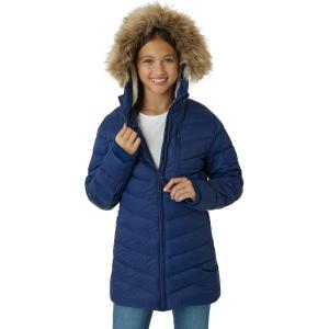 Eddie Bauer Girl’s Long Parka Jacket – Down Bubble Coat with Fur Hood for Girls (3-16)(Navy)